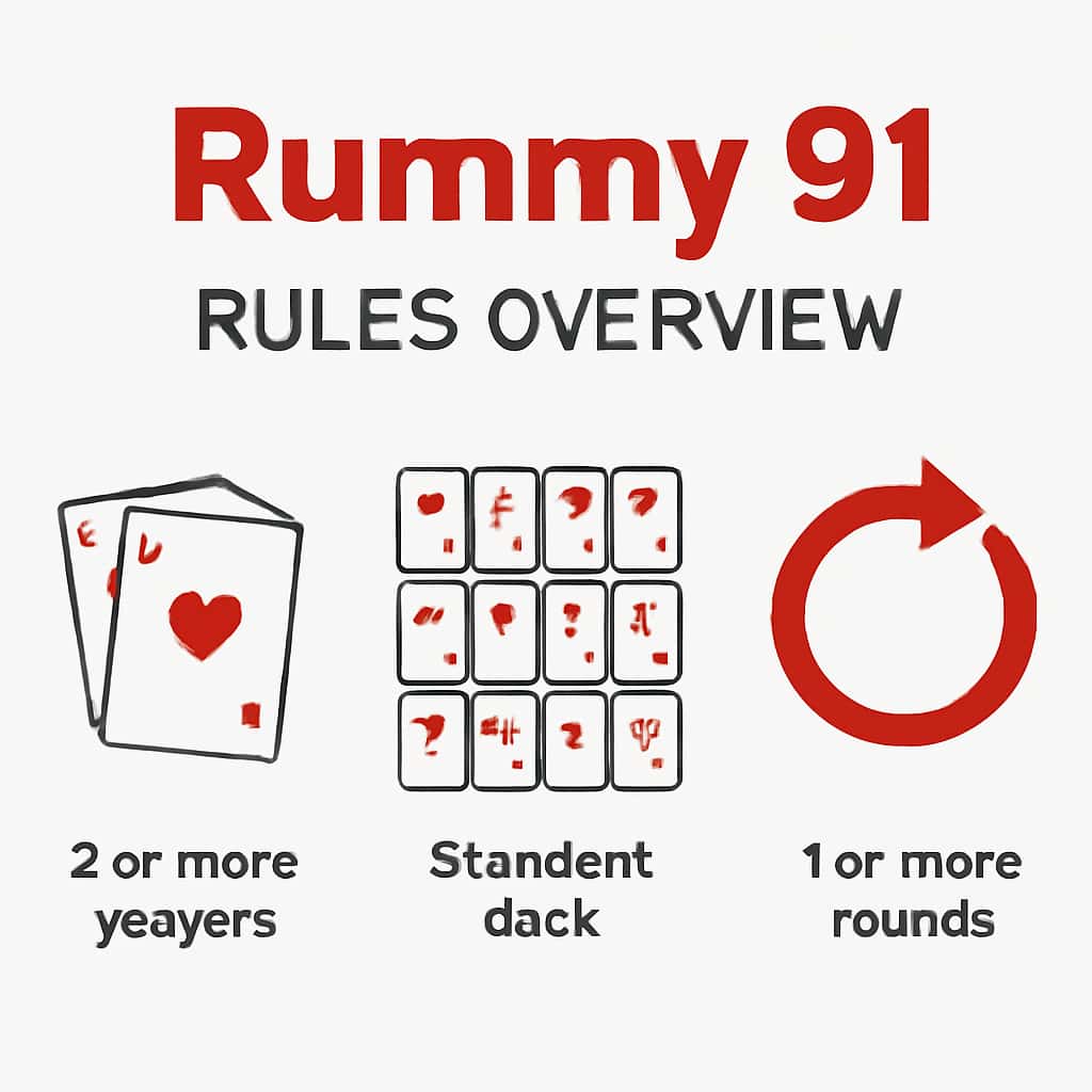 Diagram illustrating the rules of Rummy 91.