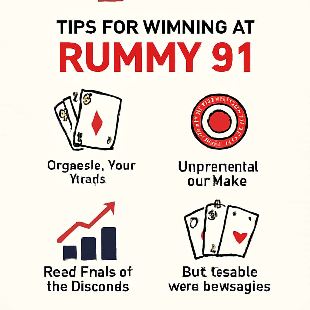 Illustration of Rummy 91 gameplay strategies.