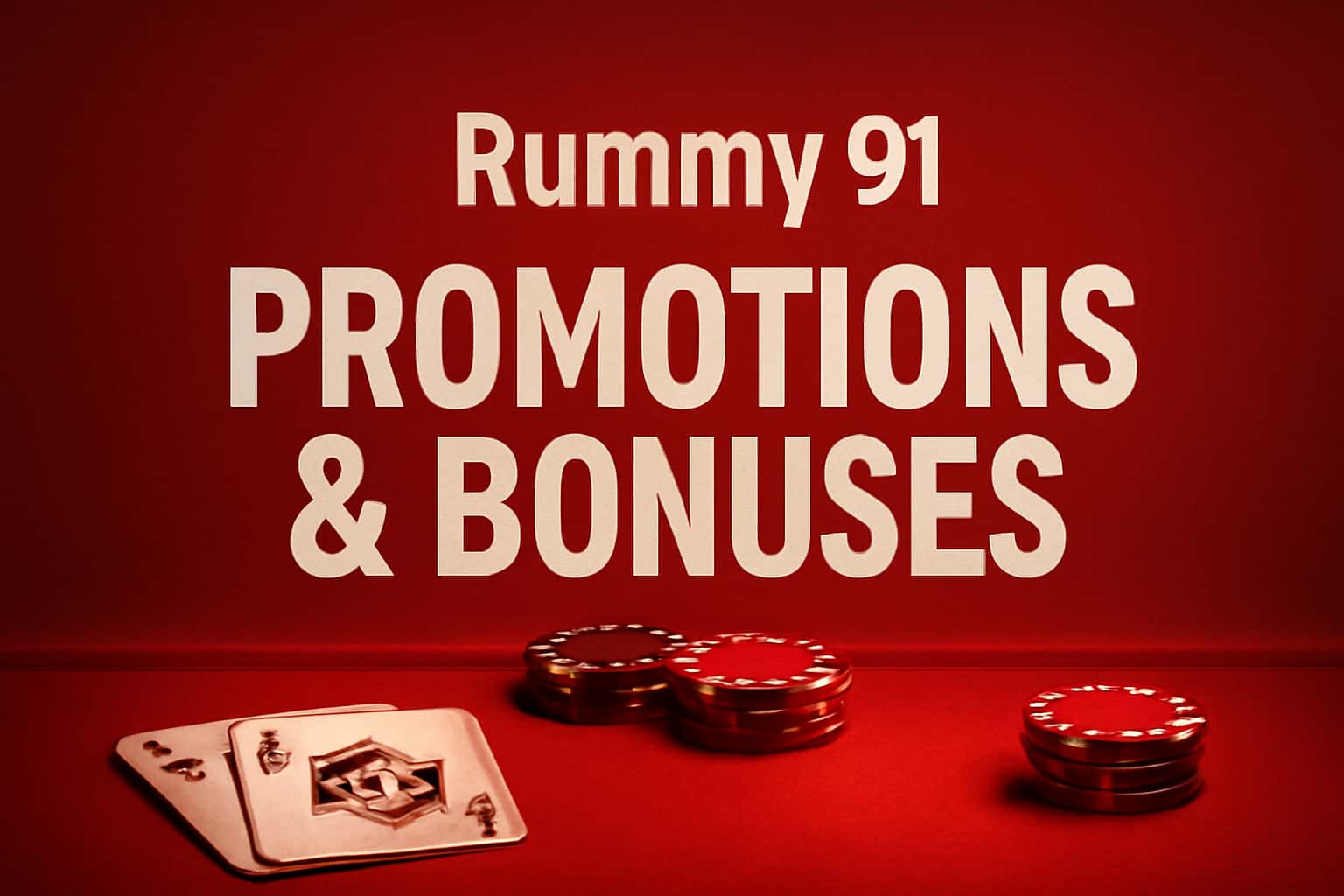 An informative scene depicting Rummy 91 Promotions & Bonuses, with clear focus on the text 'Rummy 91'.